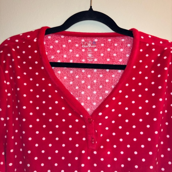 Croft & Barrow Red and White Polka Dot Nightgown Polyester Faux Fur Size XXL - Picture 7 of 10